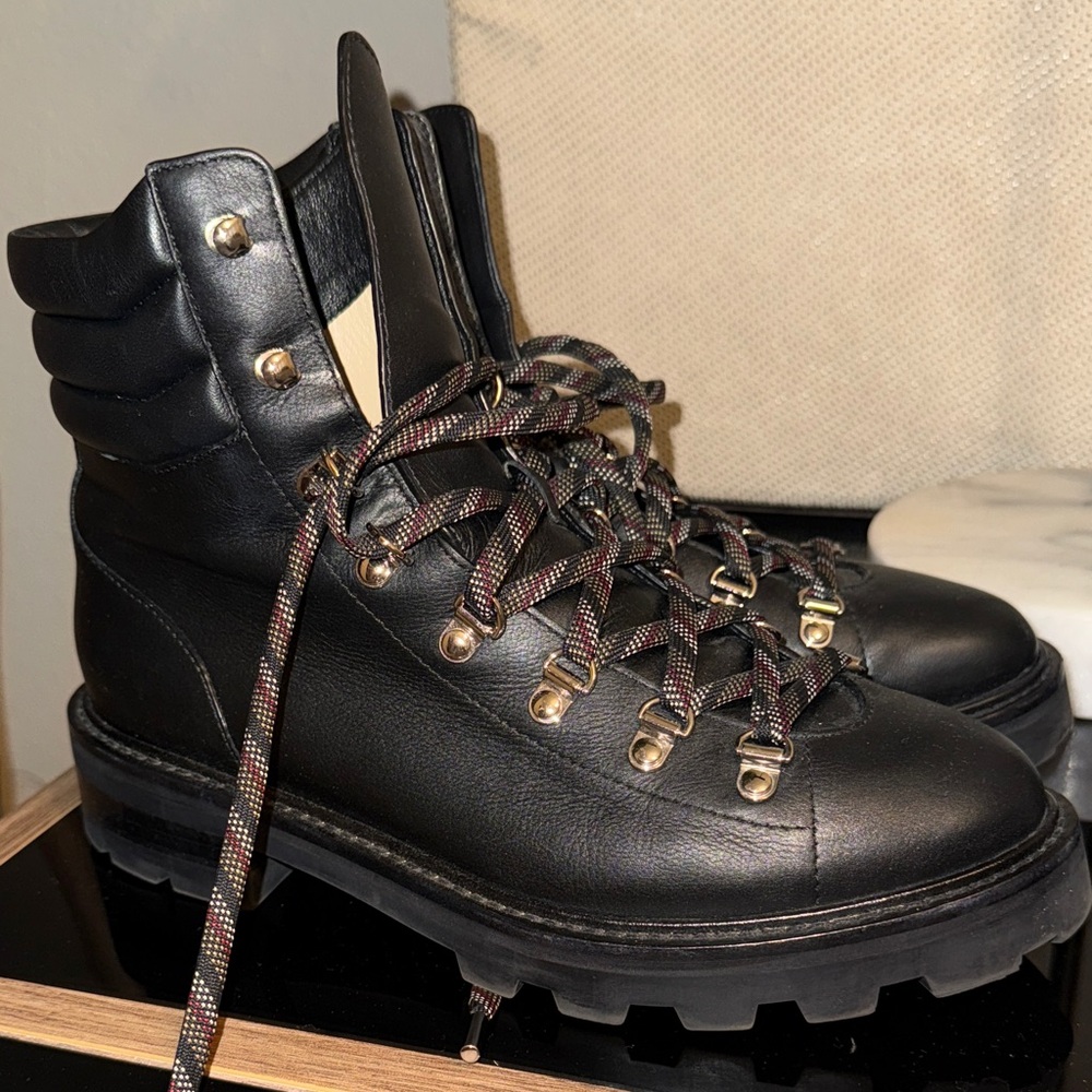 Jimmy Choo Black Leather Combat Boots